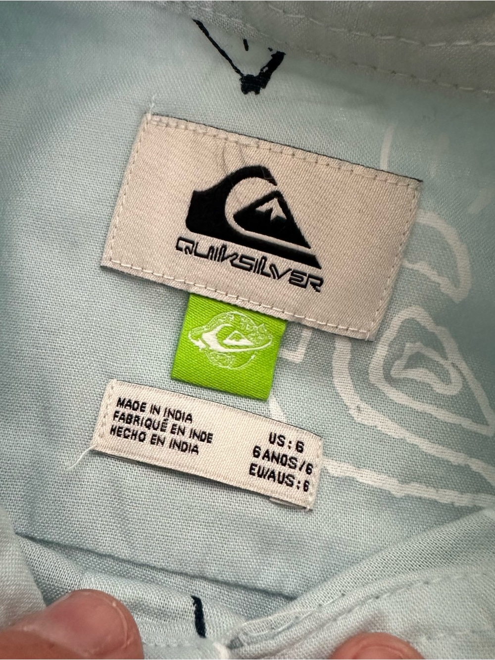 Quiksilver Light Mint Green Surfboard Print Button-Up Shirt - Picture 2 of 2